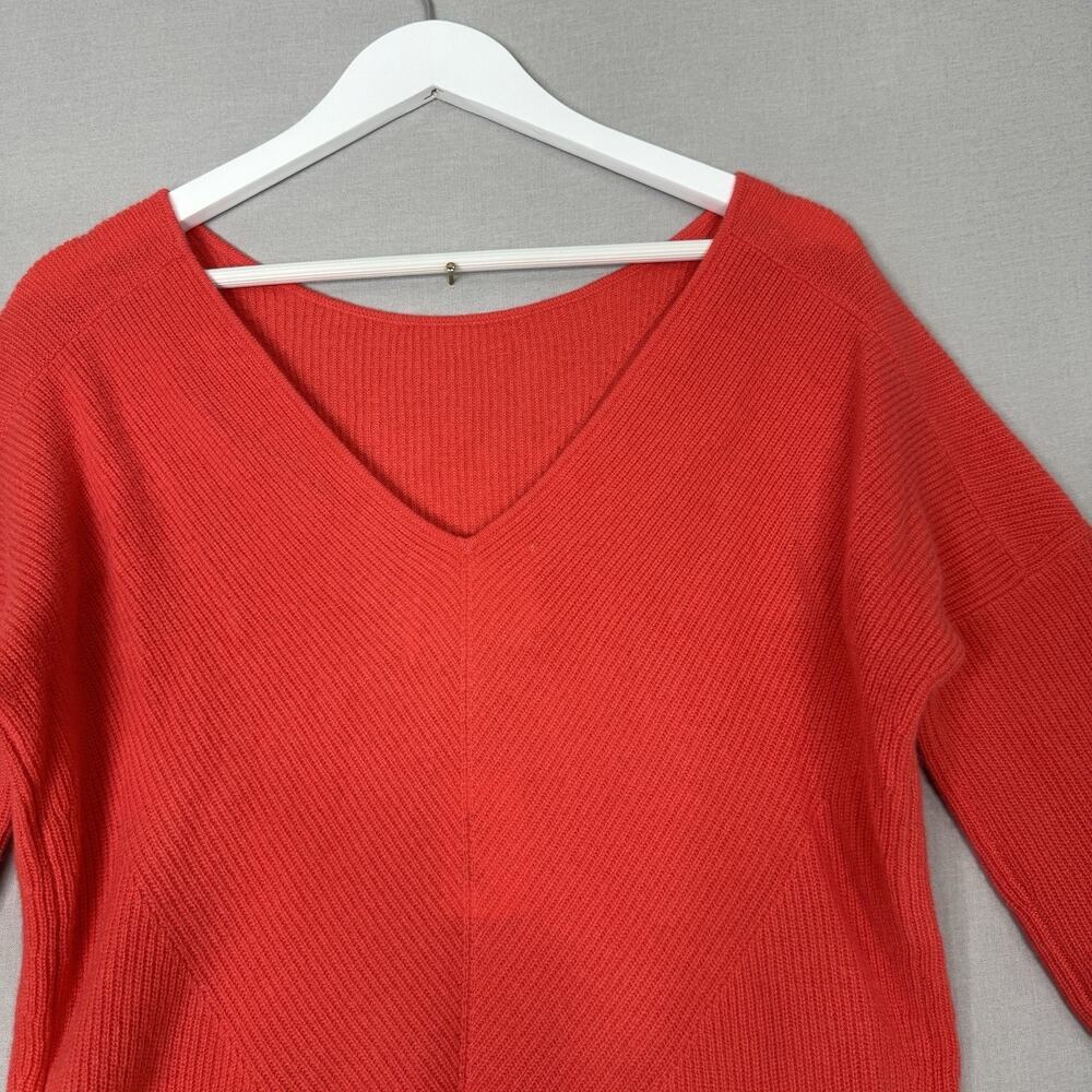 Maje Womens Sweater 0 Coral Pink 100% Cashmere Madone Ribbed Low V Back Cozy - Picture 9 of 14